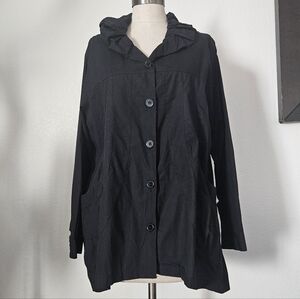 Tulip Lagenlook Button Up Ruffle Collar Long Sleeve Tunic Shirt